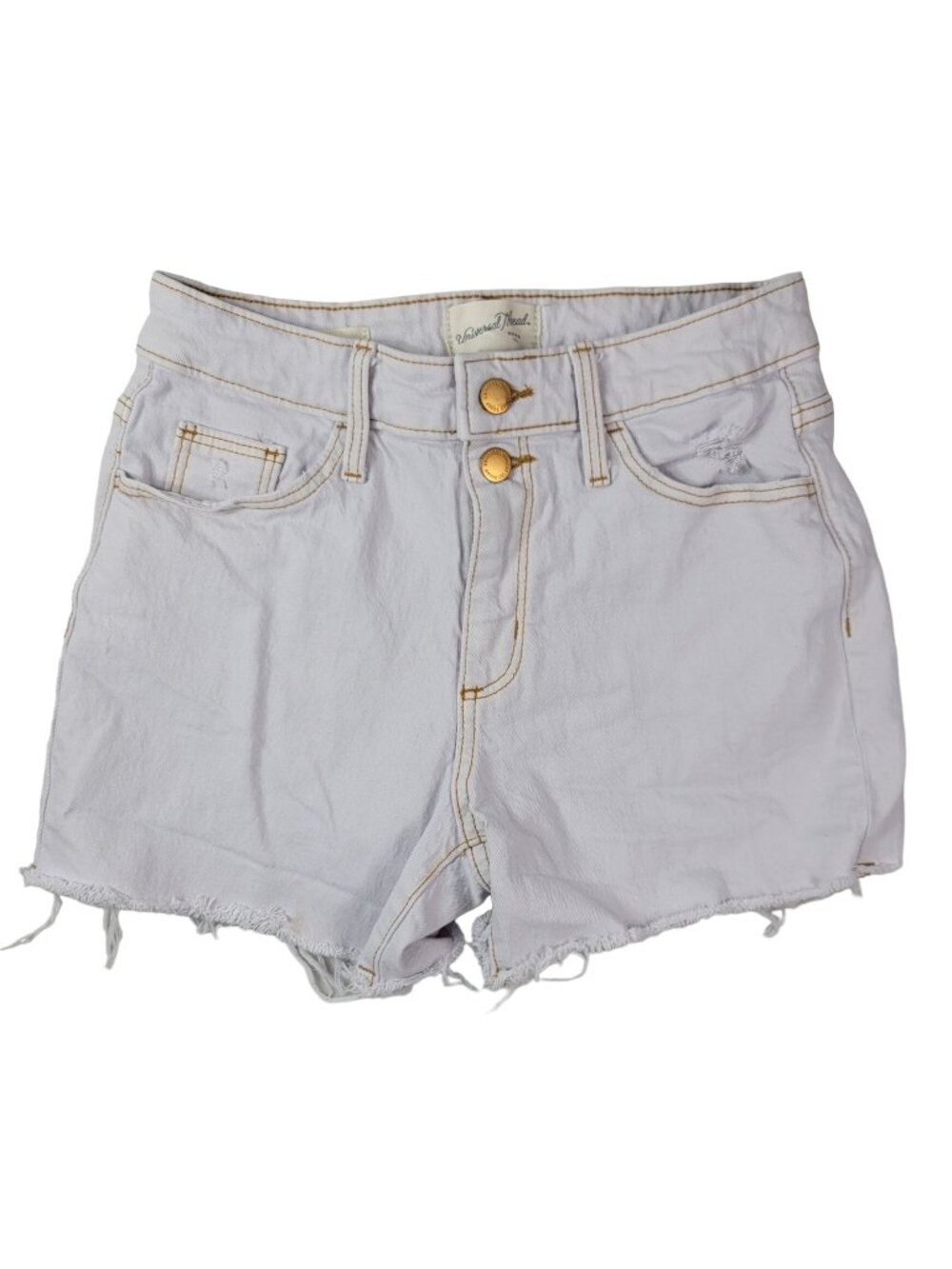 Universal Thread Women Vintage Midi Denim Shorts Blue SZ 0 25R Acid Wash Cut Off